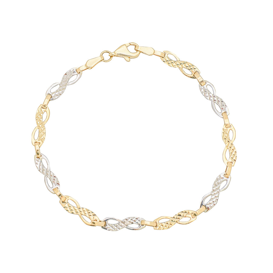 10KT Gold Infinity Bracelet 004 Bracelet Bijoux Signé Luxo Yellow/White 
