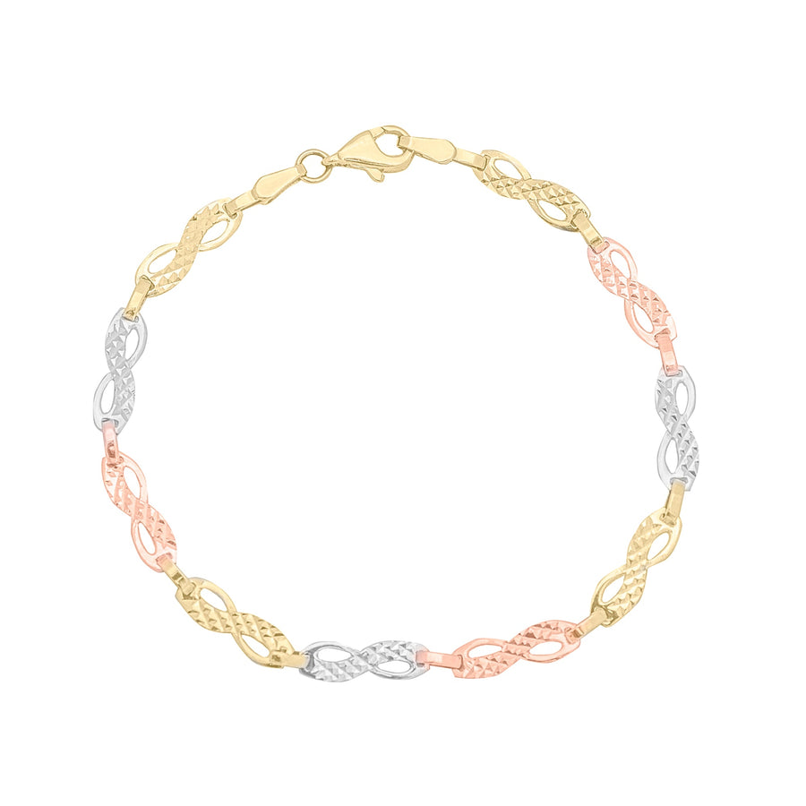 10KT Gold Infinity Bracelet 004 Bracelet Bijoux Signé Luxo Yellow/White/Pink 