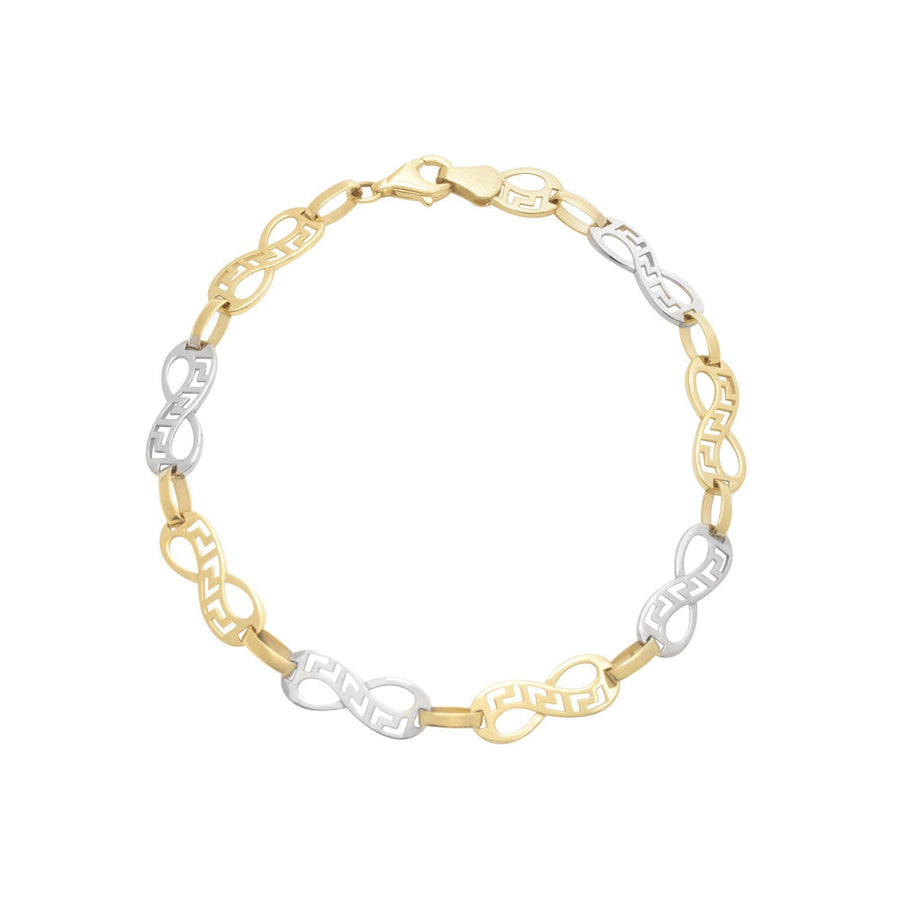 10KT Gold Infinity Greek By The Yard Bracelet 076 Bracelet Bijoux Signé Luxo Yellow/White 