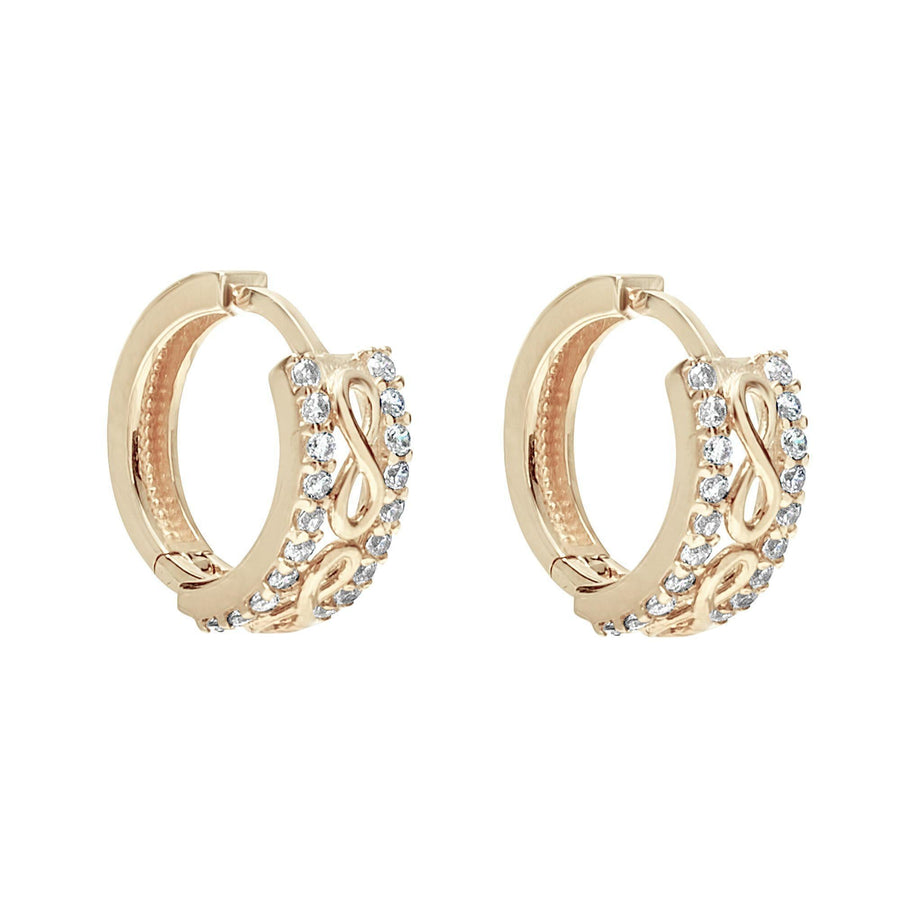 10KT Gold Infinity Huggies 029 Earrings Bijoux Signé Luxo Yellow 