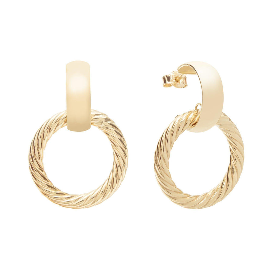 10KT Gold Interlocked Dangling 020 Earrings Bijoux Signé Luxo Yellow 
