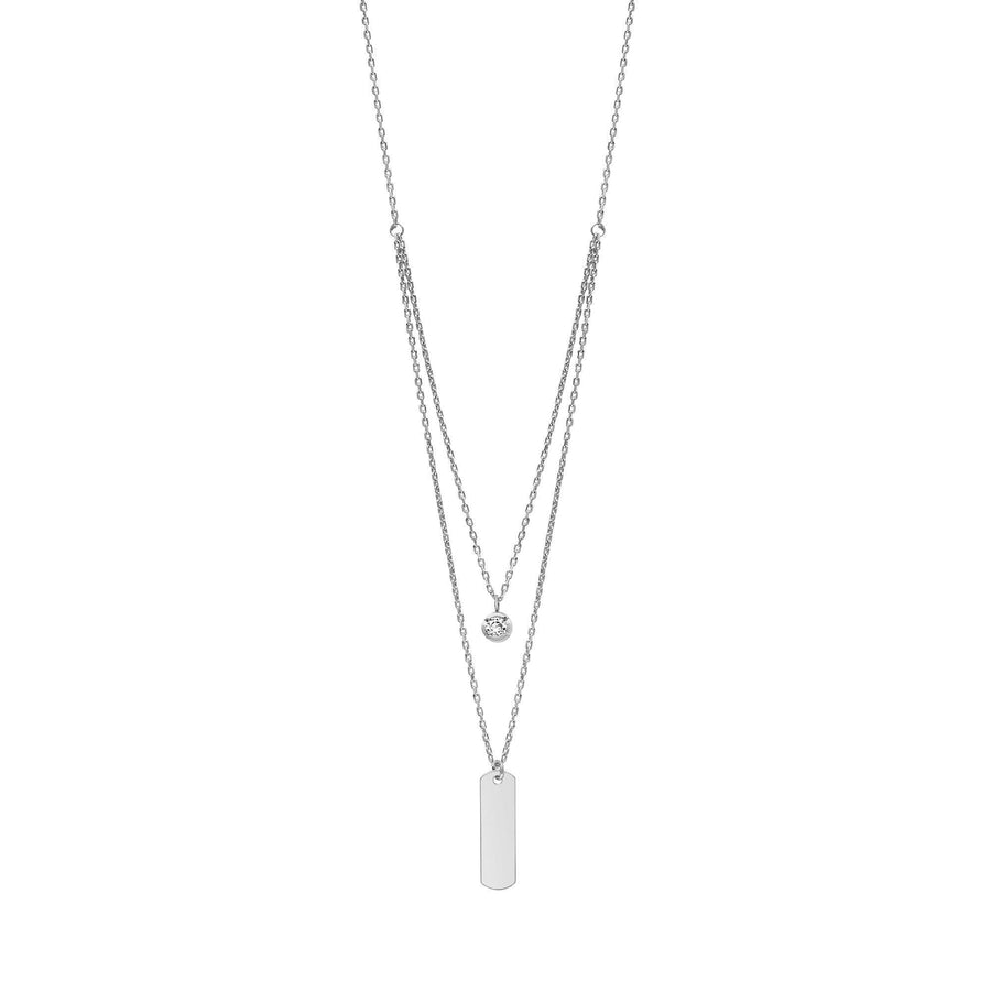 10KT Gold Layered Necklace 026 Necklace Bijoux Signé Luxo White Cursive 