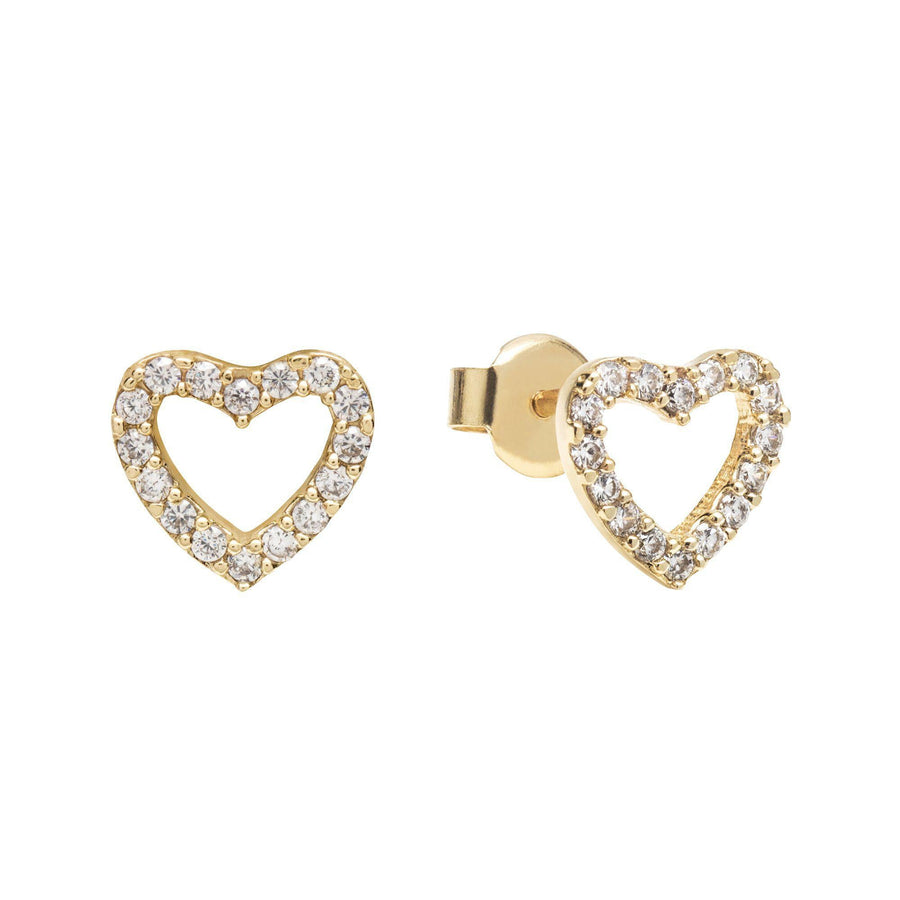 10KT Gold Love Studs 063 Earrings Bijoux Signé Luxo Yellow 