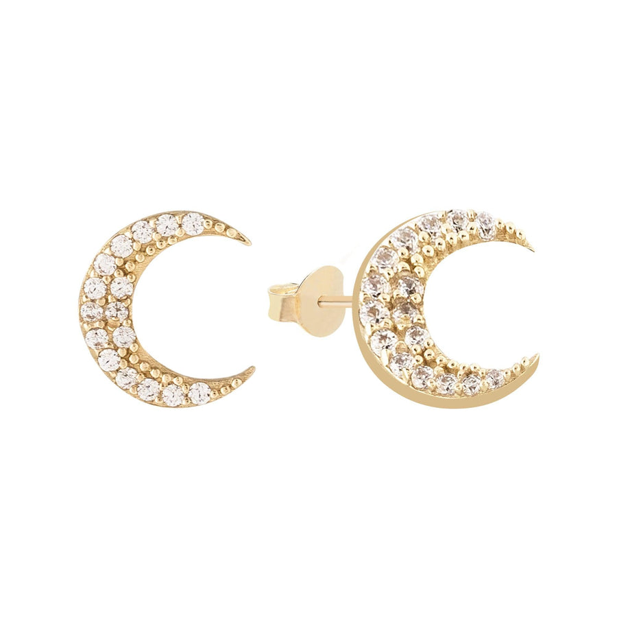 10KT Gold Luna Studs 073 Earrings Bijoux Signé Luxo Yellow 