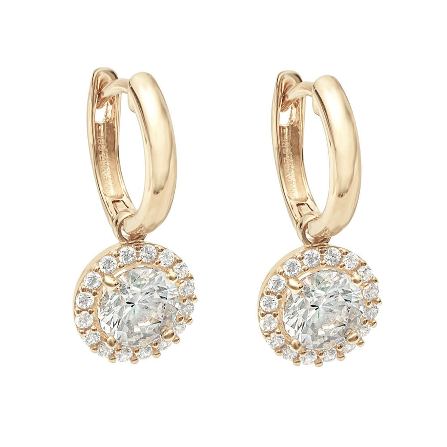 10KT Gold Magnolia Dangling 021 Earrings Bijoux Signé Luxo Yellow 