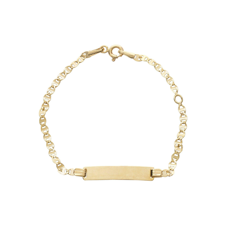 10KT Gold Mariner Baby Id Bracelet 006 Bijoux Luxo Yellow Cursive 