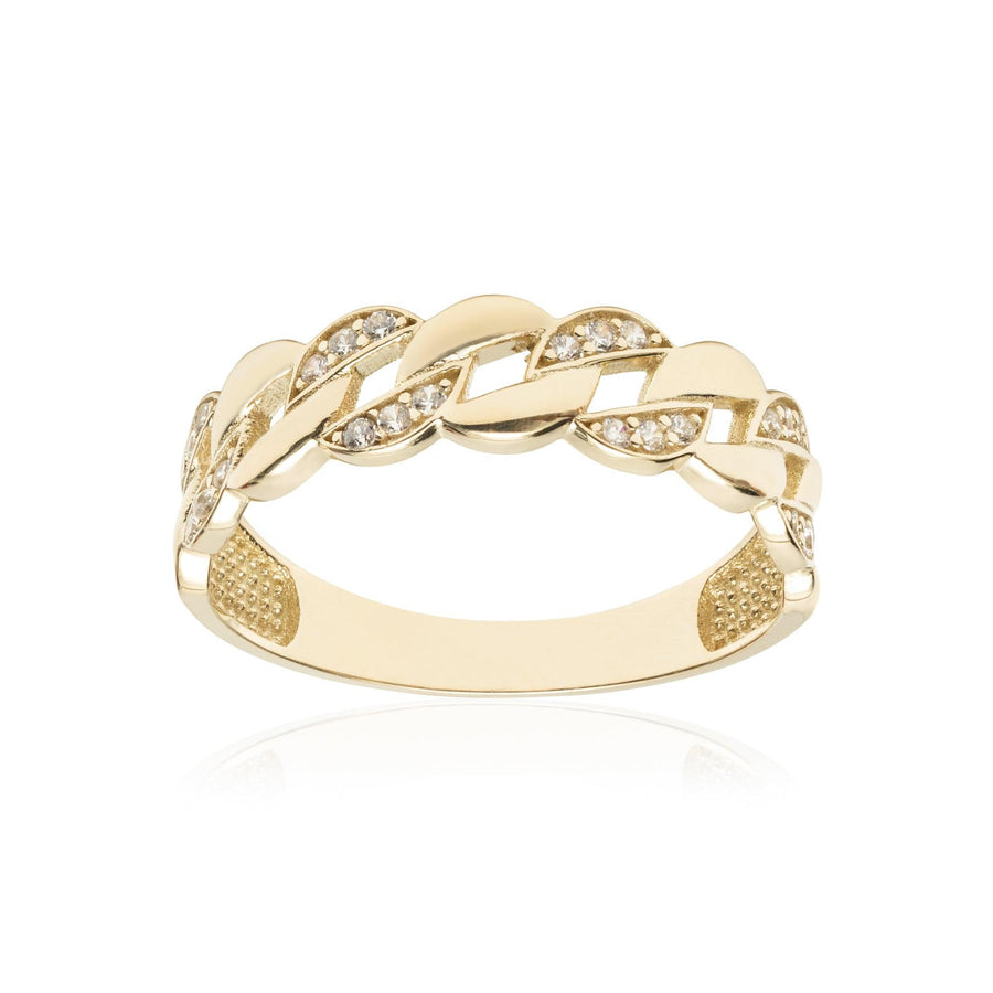10KT Gold Miami Cuban Cubic Ring 087 Ring Bijoux Signé Luxo 