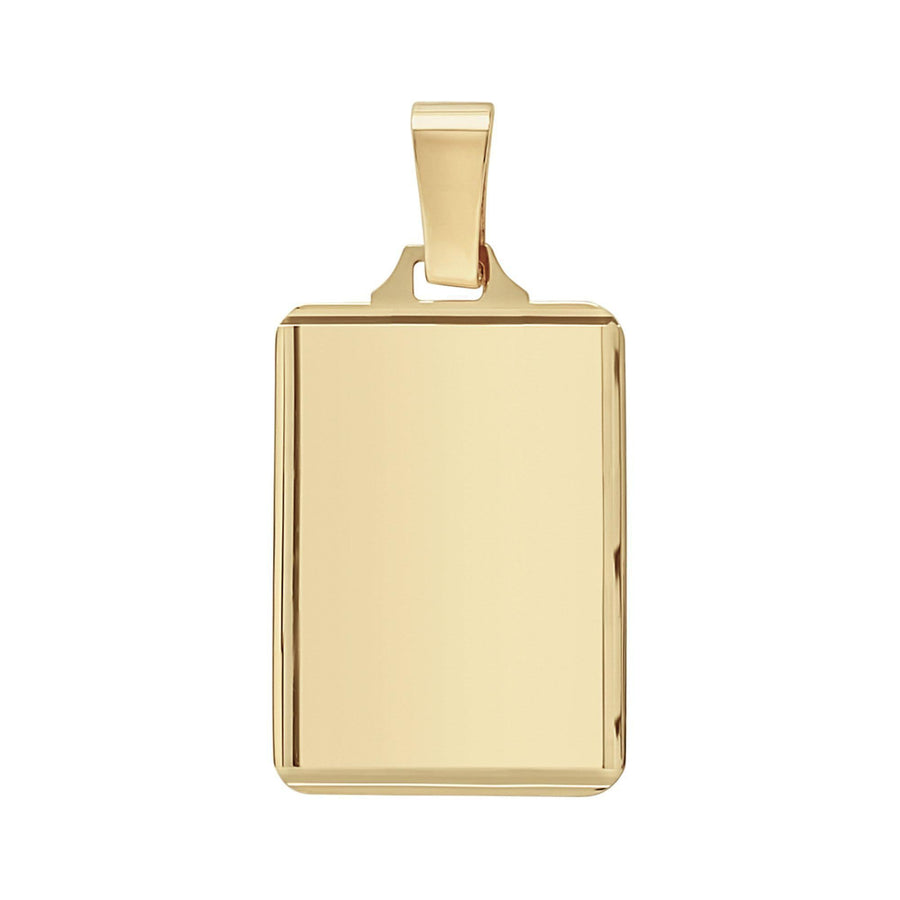 10KT Gold Military Army Tag Pendant 017 Pendant Bijoux Signé Luxo Yellow Small: 24 mm X 17 mm Cursive