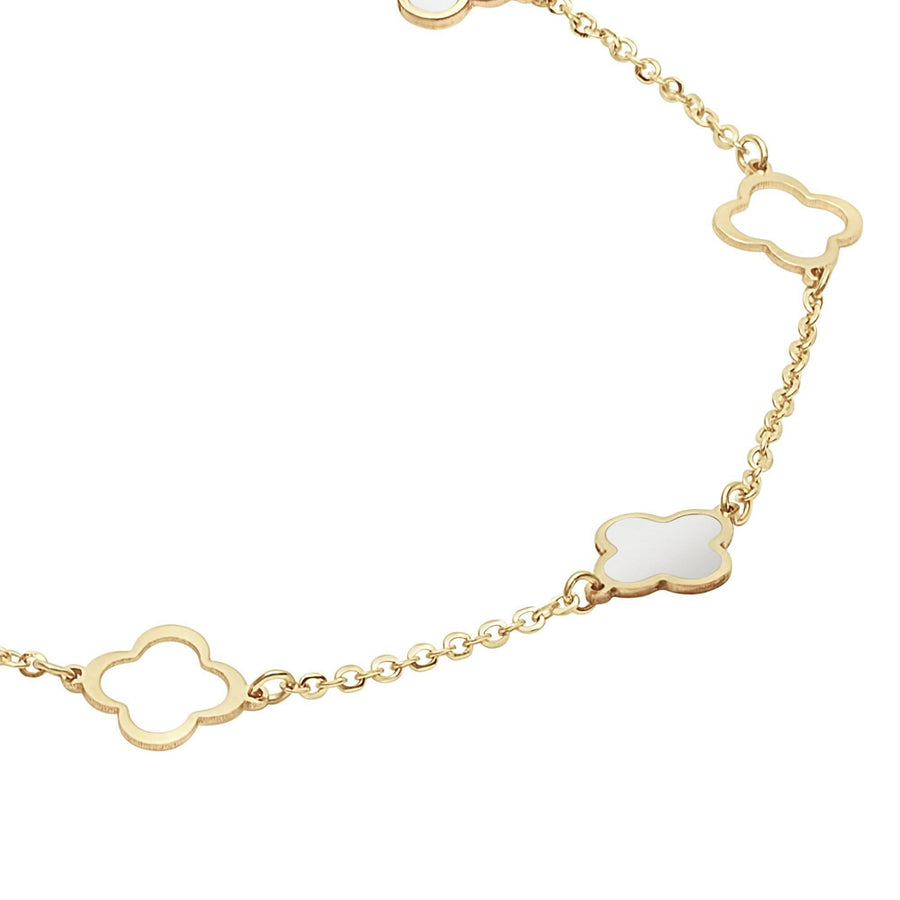 10KT Gold Mini Clover Bracelet 070 Bracelet Bijoux Signé Luxo 