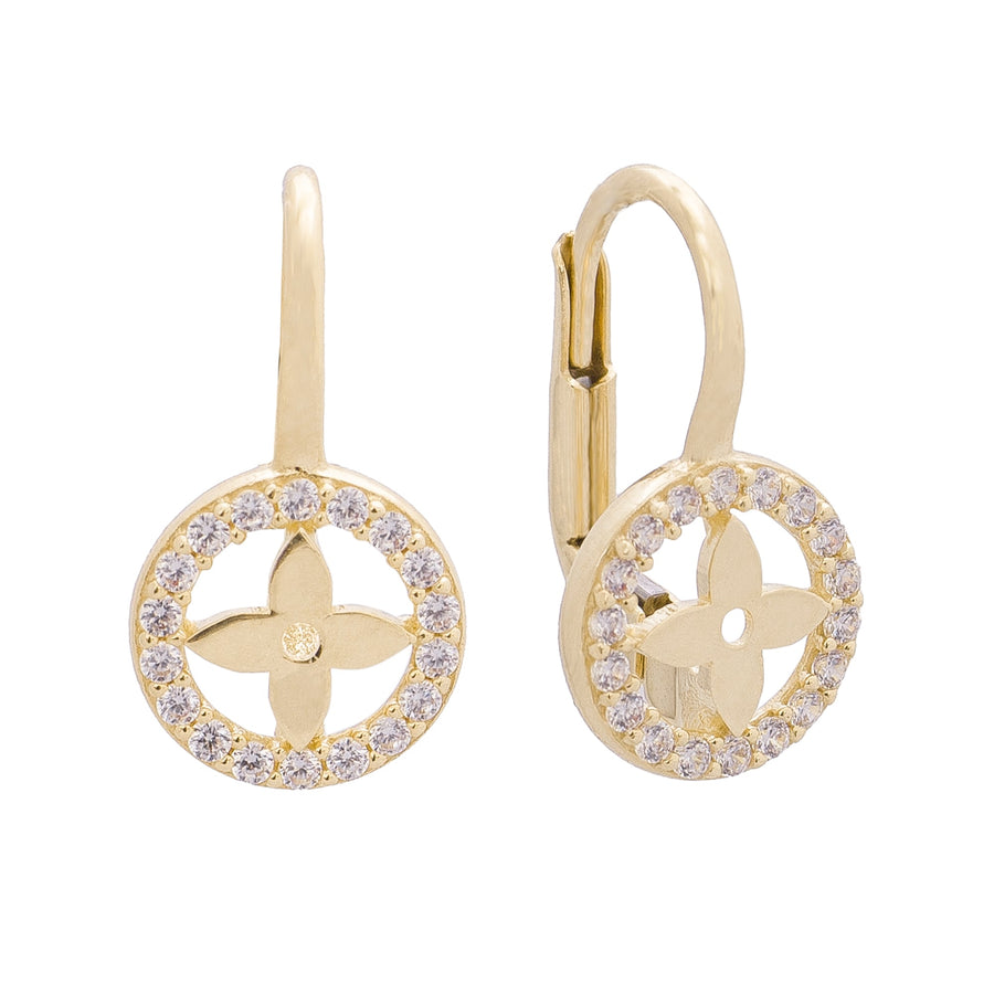 10KT Gold Monogram Dangling 107 Earrings Bijoux Signé Luxo 