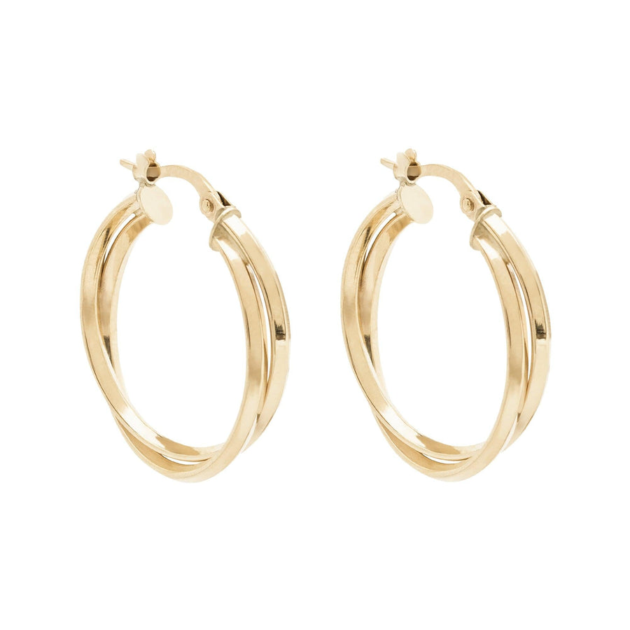 10KT Gold Nina Twsited Hoops 092 Earrings Bijoux Signé Luxo 15 mm Yellow 