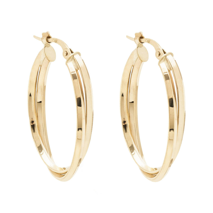 10KT Gold Nina Twsited Hoops 092 Earrings Bijoux Signé Luxo Oval Yellow 