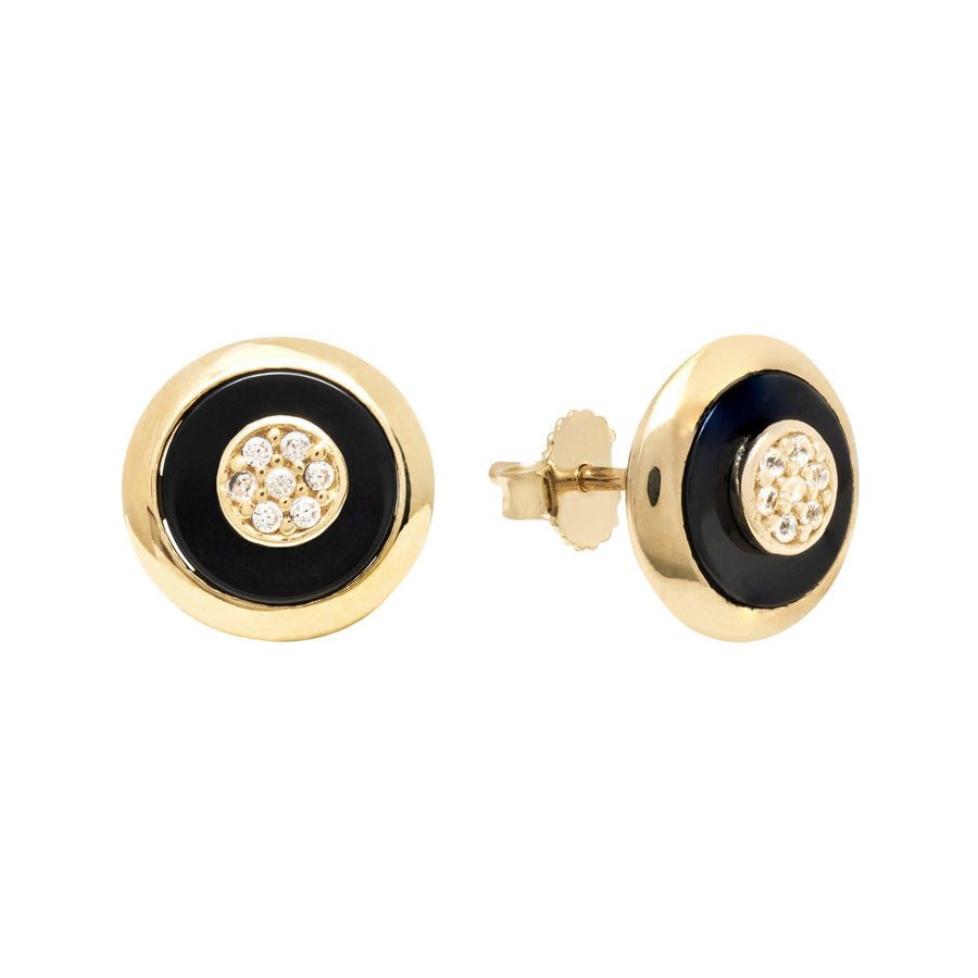 10KT Gold Onyx Studs 001 Earrings Bijoux Signé Luxo 