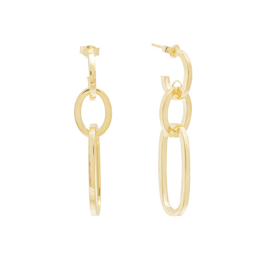 10KT Gold Paperclip Dangling 117 Earrings Bijoux Signé Luxo Yellow 
