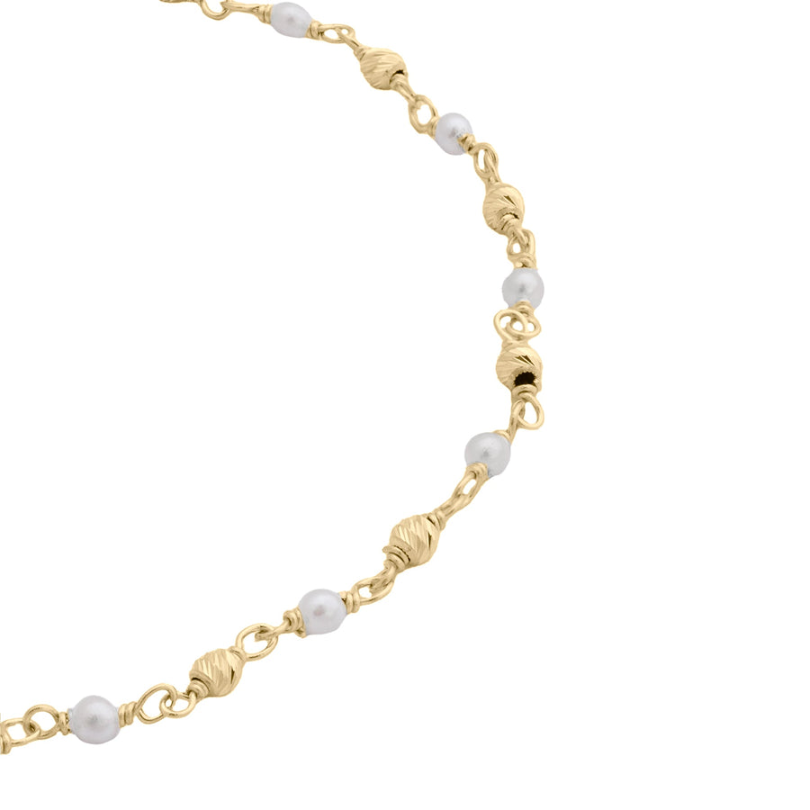 10KT Gold Pearl Beaded Bracelet 105 Bracelet Bijoux Signé Luxo 