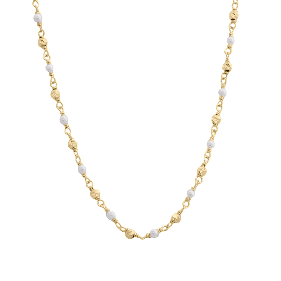 10KT Gold Pearl Beaded Necklace 050 Necklace Bijoux Signé Luxo 