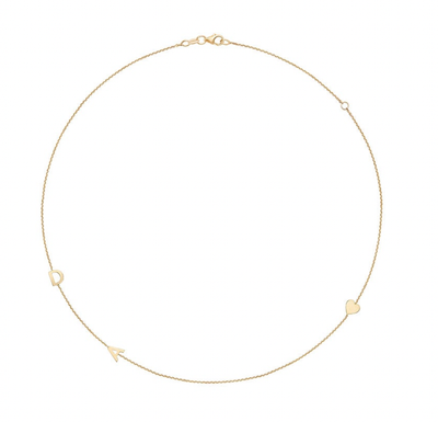 10KT Gold Personalized Double Initial Heart Necklace