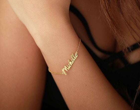 10KT Gold Personalized Name Bracelet 013 Bracelet Bijoux Luxo 