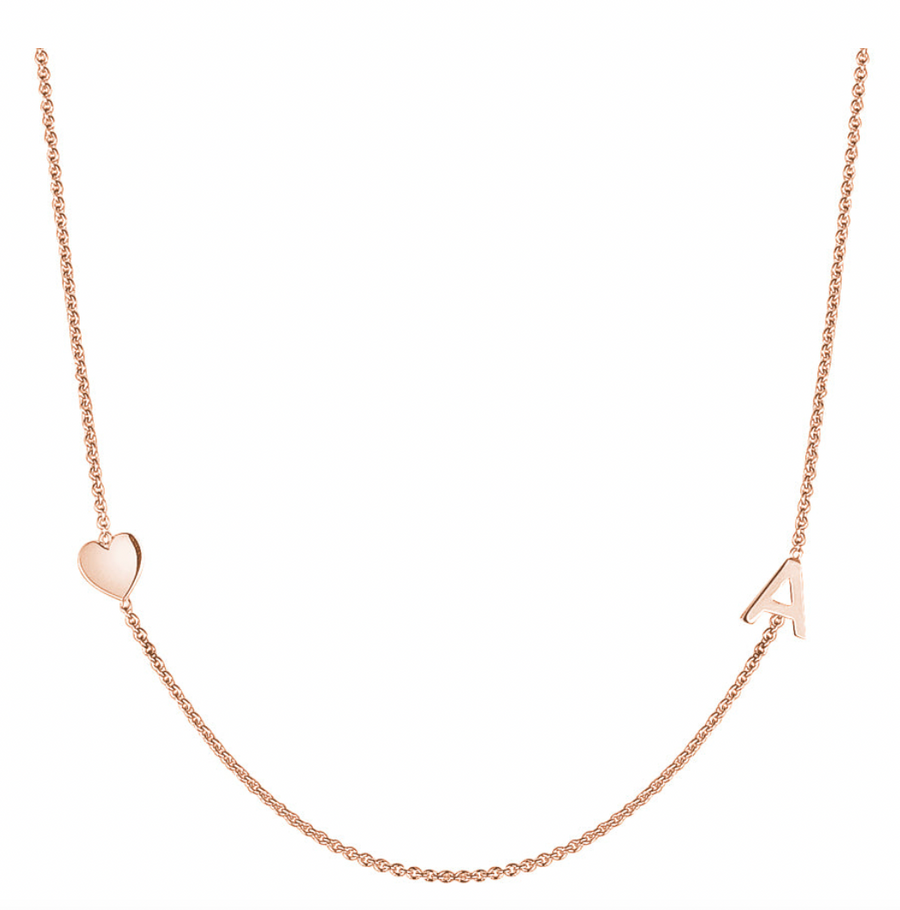 10KT Gold Personalized Single Initial Heart Necklace 010 Necklace Bijoux Luxo A Pink 
