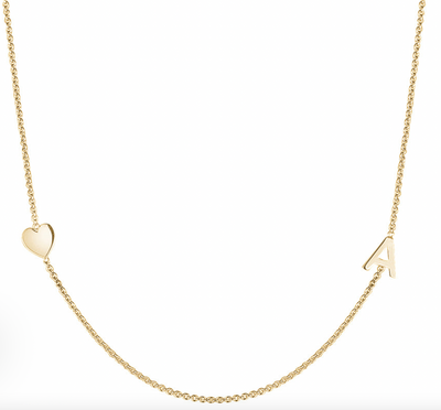 10KT Gold Personalized Single Initial Heart Necklace