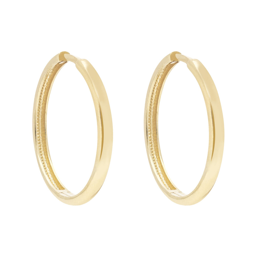 10KT Gold Prestige Huggies 055 Earrings Bijoux Signé Luxo Yellow 20mm 