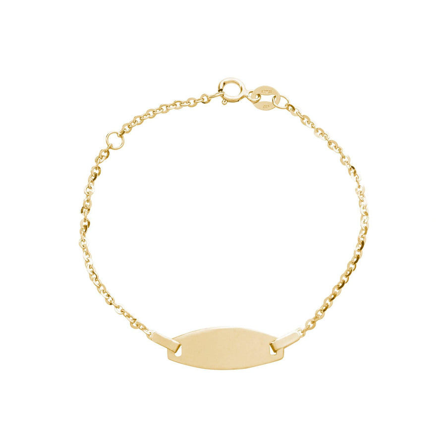 10KT Gold Rolo Baby Id Bracelet 007 Bijoux Luxo Yellow Cursive 