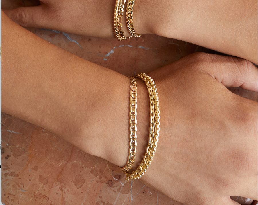 10KT Gold Round Box Bracelet 009 Bracelet Bijoux Signé Luxo 