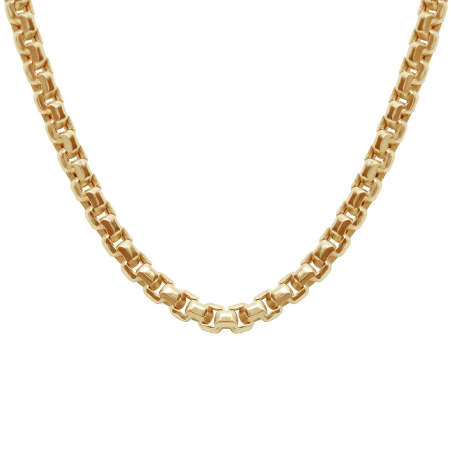 10KT Gold Round Box Chain 008 Bijoux Signé Luxo 