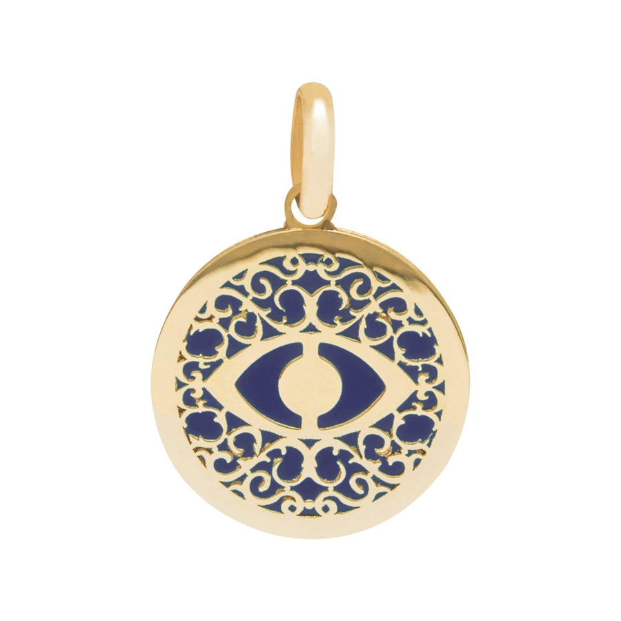 10KT Gold Round Evil Eye Pendant 049 Pendant Bijoux Signé Luxo Purple 