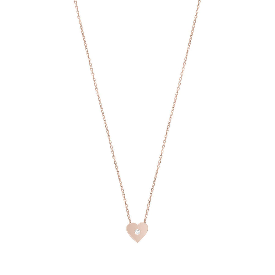 10KT Gold Single Cubic Heart Necklace 001 Necklace Bijoux Signé Luxo Rose Gold 