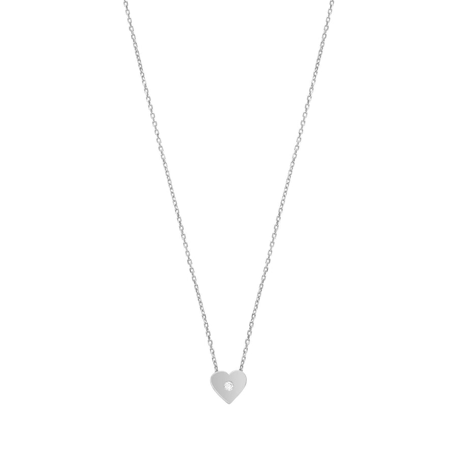 10KT Gold Single Cubic Heart Necklace 001 Necklace Bijoux Signé Luxo White 