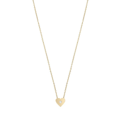 10KT Gold Single Cubic Heart Necklace