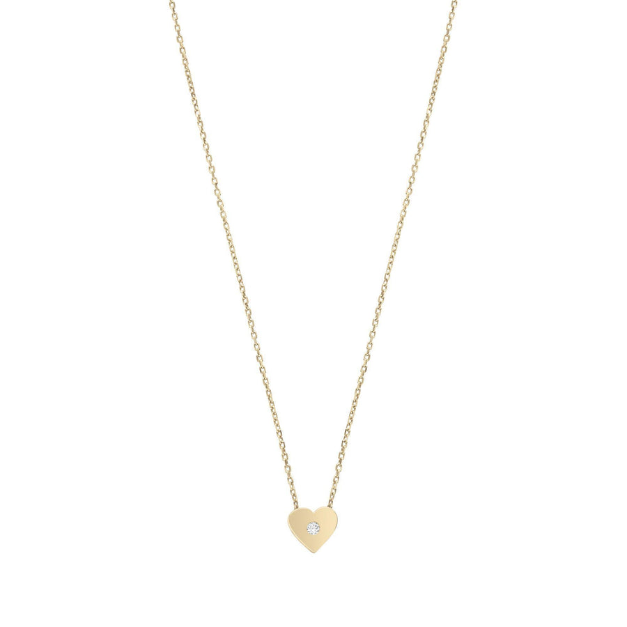 10KT Gold Single Cubic Heart Necklace 001 Necklace Bijoux Signé Luxo Yellow 