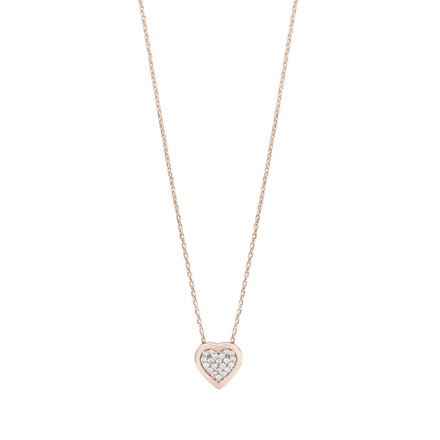 10KT Gold Single Heart Necklace 002 Necklace Bijoux Signé Luxo Rose Gold 