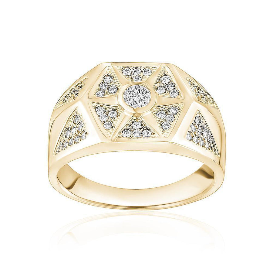 10KT Gold Single Stone Hexagon Cubic Ring 004 Ring Bijoux Signé Luxo 8 White 