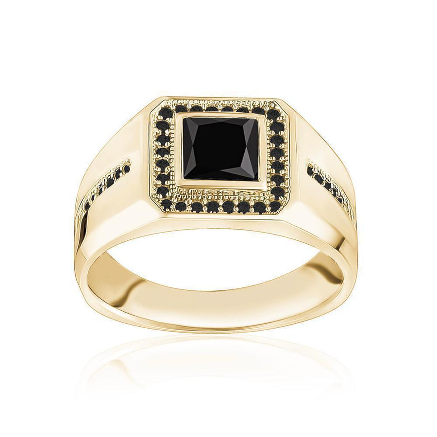10KT Gold Single Stone Square Cubic Ring 003 Ring Bijoux Signé Luxo 8 Black 