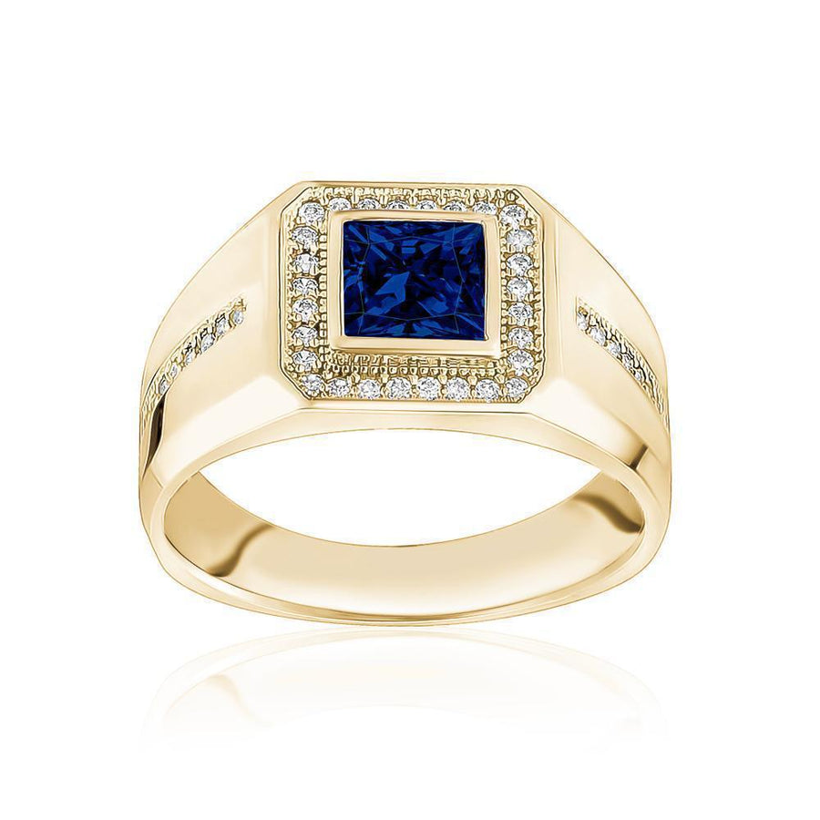10KT Gold Single Stone Square Cubic Ring 003 Ring Bijoux Signé Luxo 8 Blue 