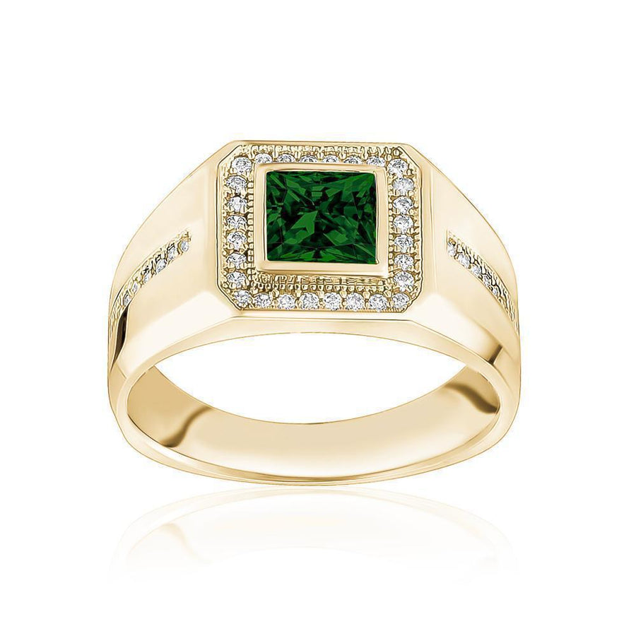 10KT Gold Single Stone Square Cubic Ring 003 Ring Bijoux Signé Luxo 8 Green 