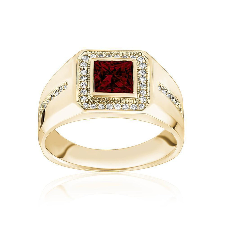 10KT Gold Single Stone Square Cubic Ring 003 Ring Bijoux Signé Luxo 8 Red 