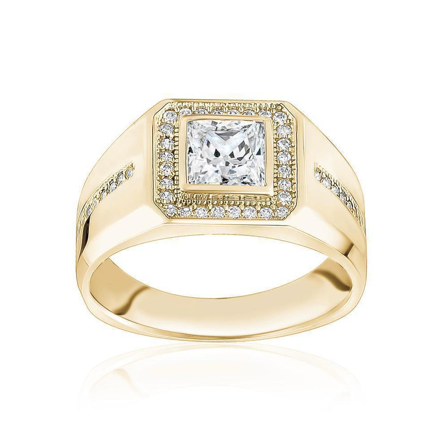 10KT Gold Single Stone Square Cubic Ring 003 Ring Bijoux Signé Luxo 8 White 