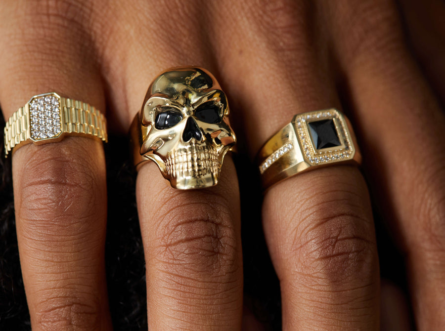 10KT Gold Skull Ring 031 Ring Bijoux Signé Luxo 