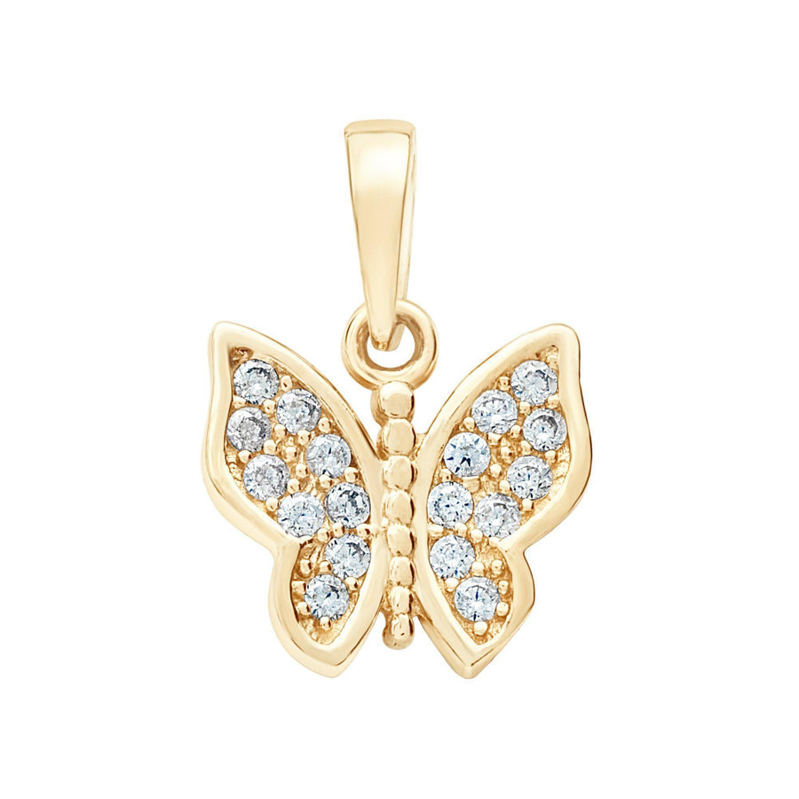 10KT Gold Small Butterfly Pendant 021 Pendant Bijoux Signé Luxo Yellow 
