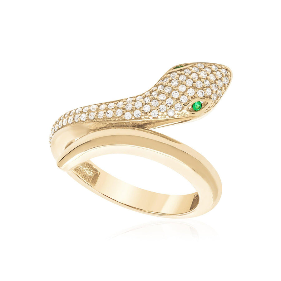 10KT Gold Snake Cubic Ring 070 Ring Bijoux Signé Luxo 