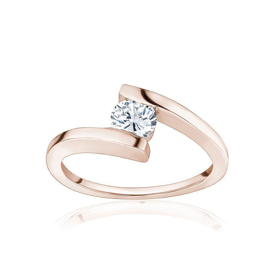 10KT Gold Solitaire Cubic Ring 027 Ring Bijoux Signé Luxo 5 ROSE GOLD 
