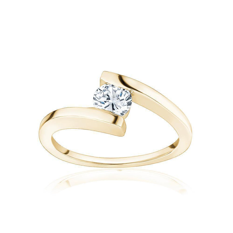 10KT Gold Solitaire Cubic Ring 027 Ring Bijoux Signé Luxo 5 YELLOW GOLD 