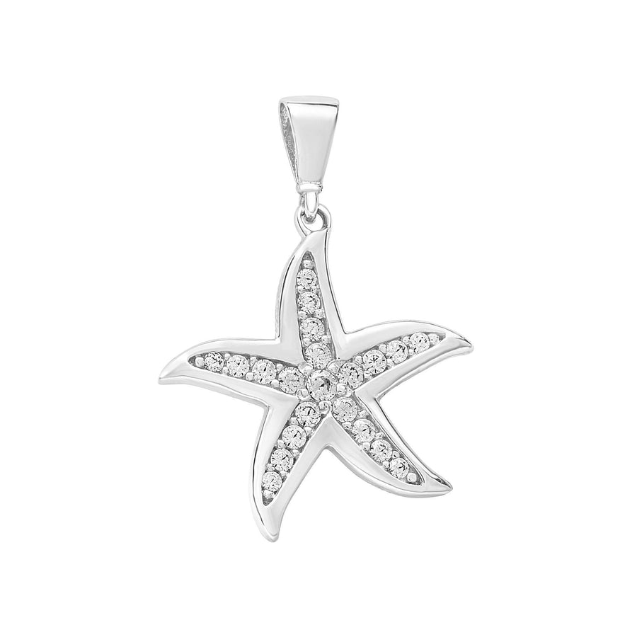 10KT Gold Starfish Pendant 018 Pendant Bijoux Signé Luxo White 