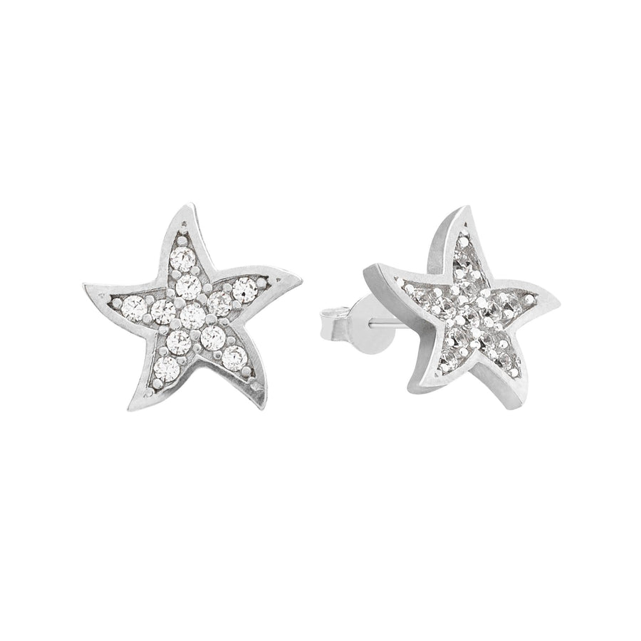 10KT Gold Starfish Studs 076 Earrings Bijoux Signé Luxo White 