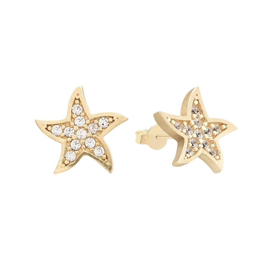 10KT Gold Starfish Studs 076 Earrings Bijoux Signé Luxo Yellow 