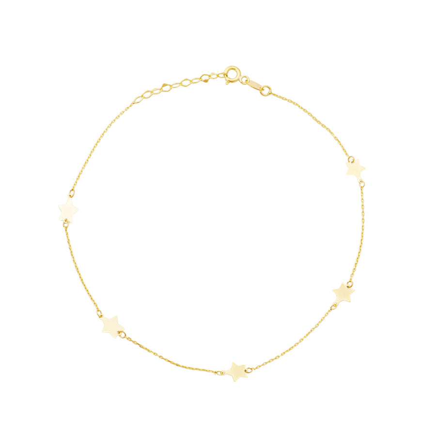 10KT Gold Stars by the Yard Anklet 007 Anklet Bijoux Signé Luxo 