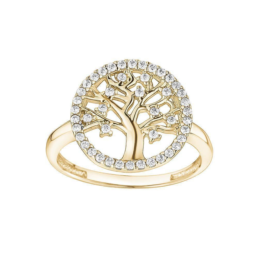 10KT Gold Tree Of Life Cubic Ring 044 Ring Bijoux Signé Luxo 
